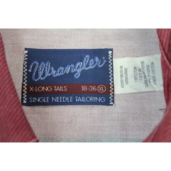 Vtg Wrangler Shirt Men's XL Striped Brushpopper Western X-Long Tails Long Sleeve - Picture 7 of 9
